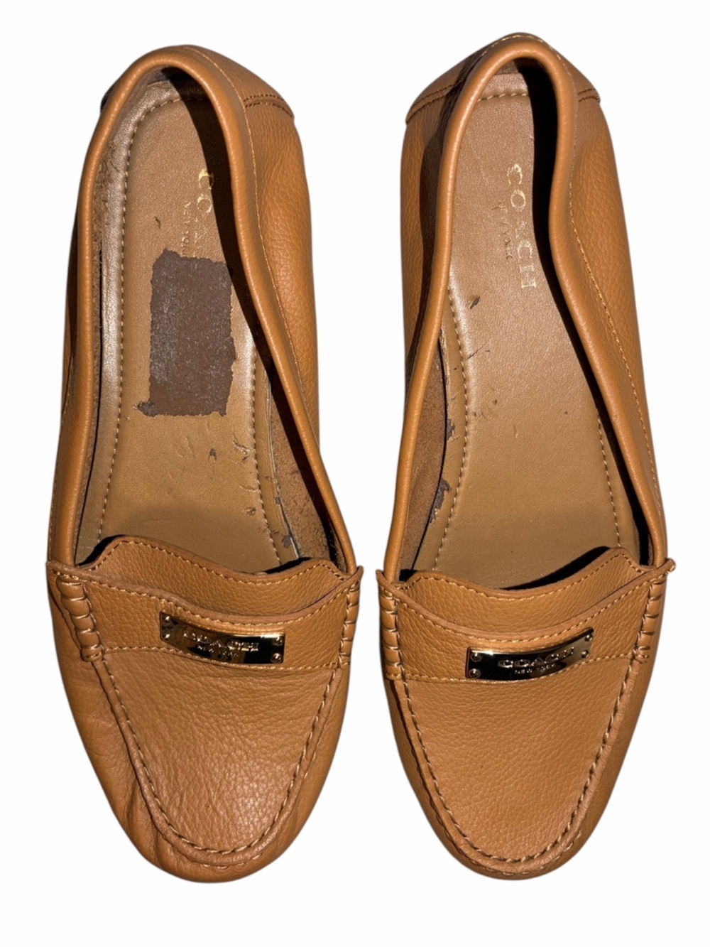 Coach Fredrica Pebbled Leather Loafers Tan Camel Gold 9.5 Normcore Capsule